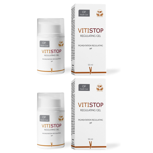 VITISTOP® Gel 50 ml para pieles con tendencia al vitíligo – Cosmético innovador para unificar el tono de la piel y zonas despigmentadas