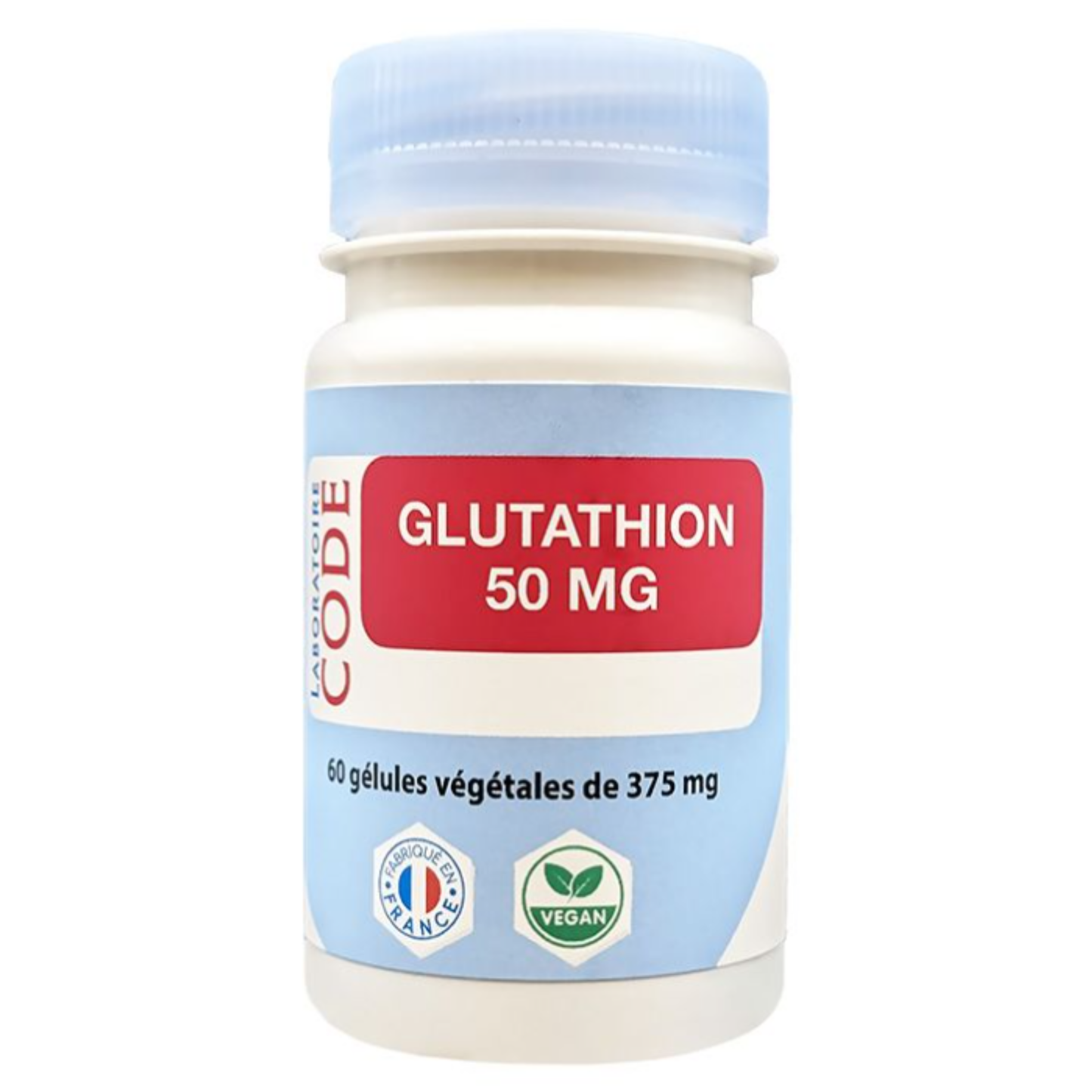 Glutathion 50 mg CODE – 60 Gélules Végétales, Fabriqué en France, Soutien Antioxydant et Peau, Vitiligo
