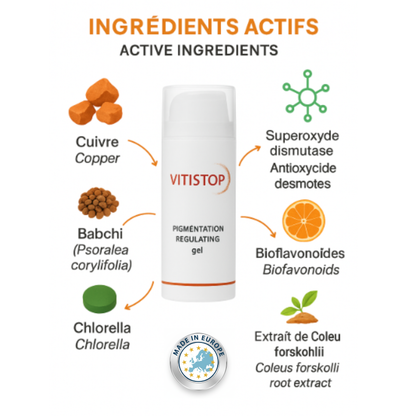 VITISTOP® Gel 50 ml peaux sujettes au vitiligo – Cosmétique pour uniformité du teint